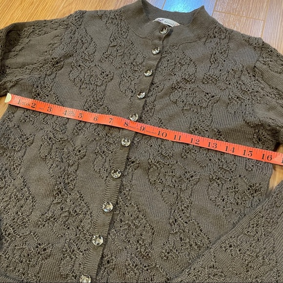 Vintage Brown Wool Lace Floral Cardigan - Picture 13 of 14